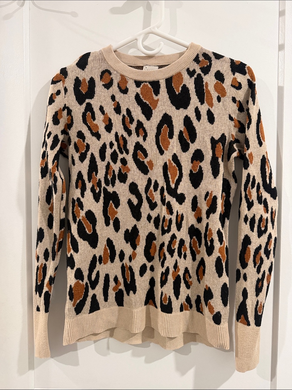 A New Day/Target Leopard Print Crewneck Sweater - Beige, Black & Brown